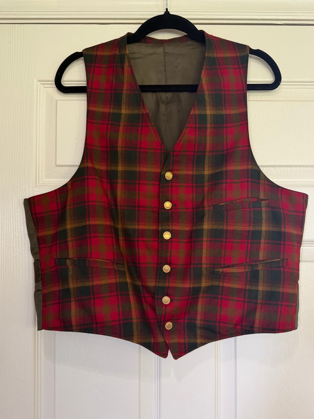 Vintage 1960s Maple Leaf Tartan Pure Wool Vest Waistcoat Novelty Apparel Toronto